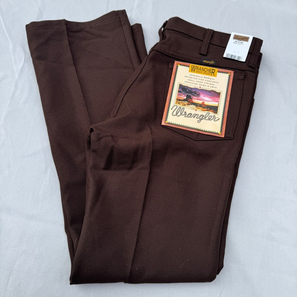 NWT Wrangler Wrancher Boot Pants 33x30 Brown Men Western Retro Cowboy deadstock